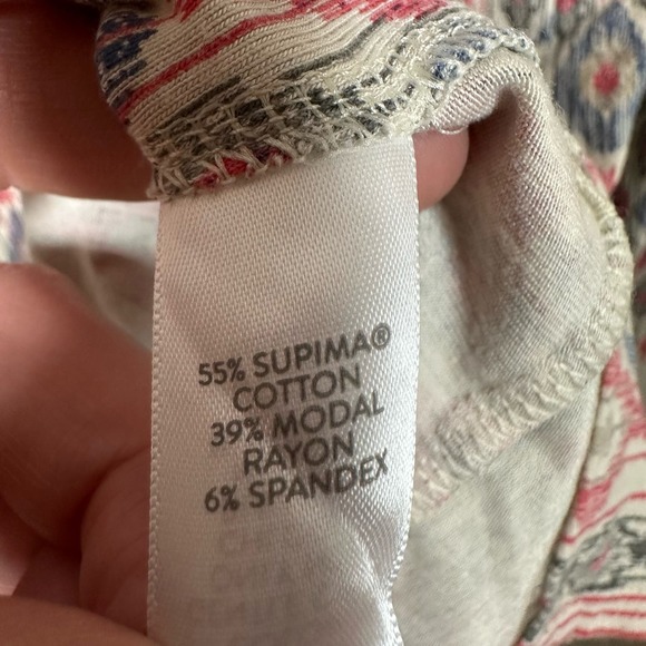 J. Jill XLarge Tall Luxe Supima Forward Seam Long Sleeve Tunic Red Blue Chevon - Picture 4 of 4